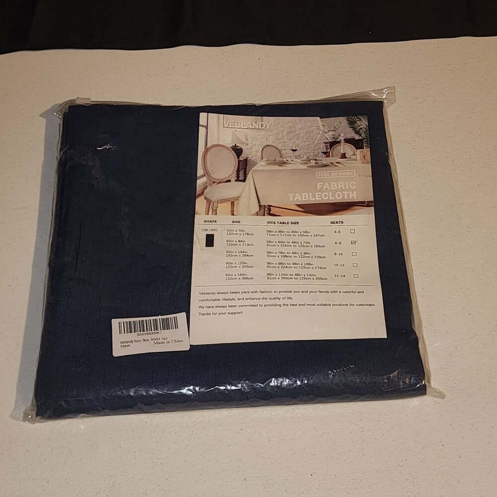 Veblandy Fabric Tablecloth Navy Blue 60in x 84in